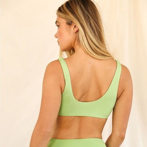 New Dippin' Daisy's Eco Hermosa Bikini Top Lime Green Faux Button Shells Sz M - Picture 4 of 10